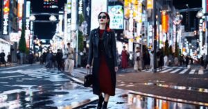 Aquesta imatge d'una dona caminant per Tòquio ha estat creada per intel·ligència artificial a partir d'indicacions humanes (Sora/OpenAI)