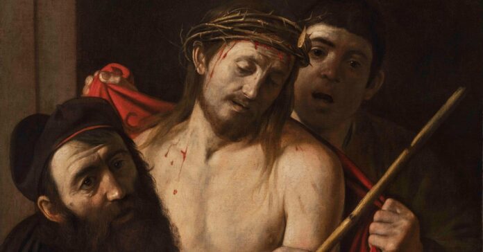 Detall de l'obra Ecce Homo, de Caravaggio (Museu del Prado)