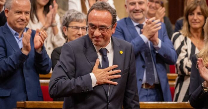 Josep Rull en el moment de ser nomenat president del Parlament (Junts)