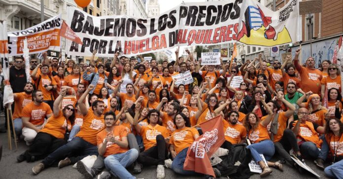 Participants a la manifestació celebrada a Madrid (Sindicato de Inquilinas e Inquilinos de Madrid)