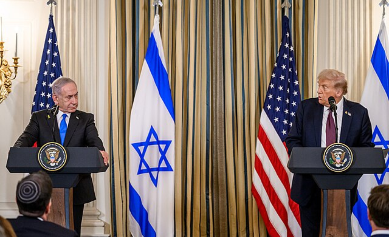 Netanyahu y Trump a una conferència de premsa (Wikimedia Commons)