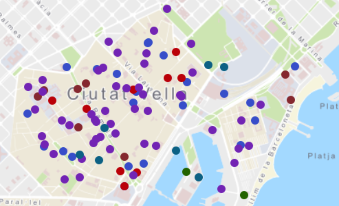 Mapa sobre llocs d’oci a Ciutat Vella (Ajuntament de Barcelona)
