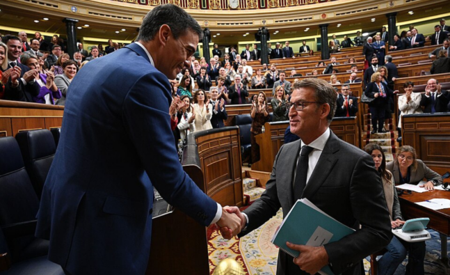 Pedro Sánchez i Alberto Núñez Feijóo al Congrés dels Diputats (Wikimedia Commons)