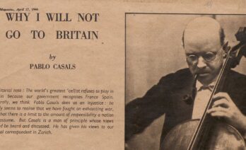 Article de Pau Casals publicat al Leader Magazine de Londres, el 27 d’abril de 1946. Fons Pau Casals.